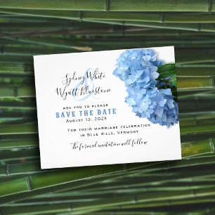 Flyer Flores de Hydrangea Azul Orçamento Salvar Data
