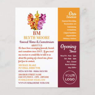 Flyer Flores Gladiolus, Casa Funerária, Diretores