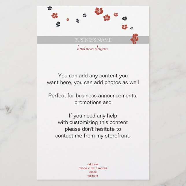 Flyer Flores Vermelhas e Negras no Elegante Branco (Frente)