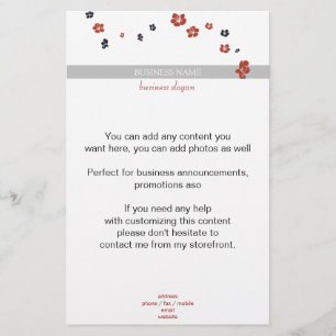 Flyer Flores vermelhas e pretas em elegante branco