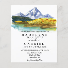 Flyer Floresta Montanhosa Outono Aquarela Casamento Rúst