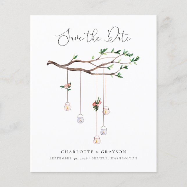 Flyer Floresta Russa de Orçamento Salve a Data Convite (Frente)