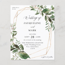 Flyer Folgas Orçamentárias e Casamento Dourado Eucalyptu