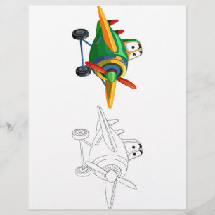 Flyer Folha de cor do avião de desenho animado
