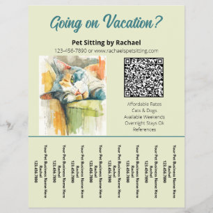 Flyer Folha de Desgaste de Negócios de Babá de Gato com