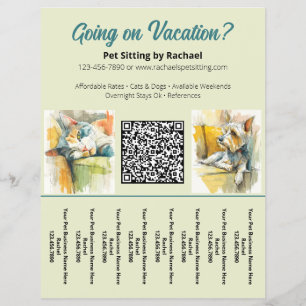 Flyer Folha de Desgaste Personalizada de Pet Sitter Aqua