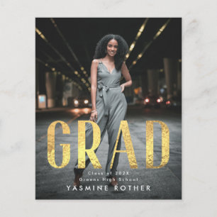 Flyer Folha de FORMANDO de Foto em Ouro com Folha de Orç