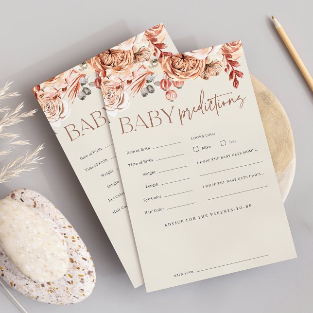 Flyer Folha de Jogo Previsões do Chá de fraldas Floral d (Criador carregado)