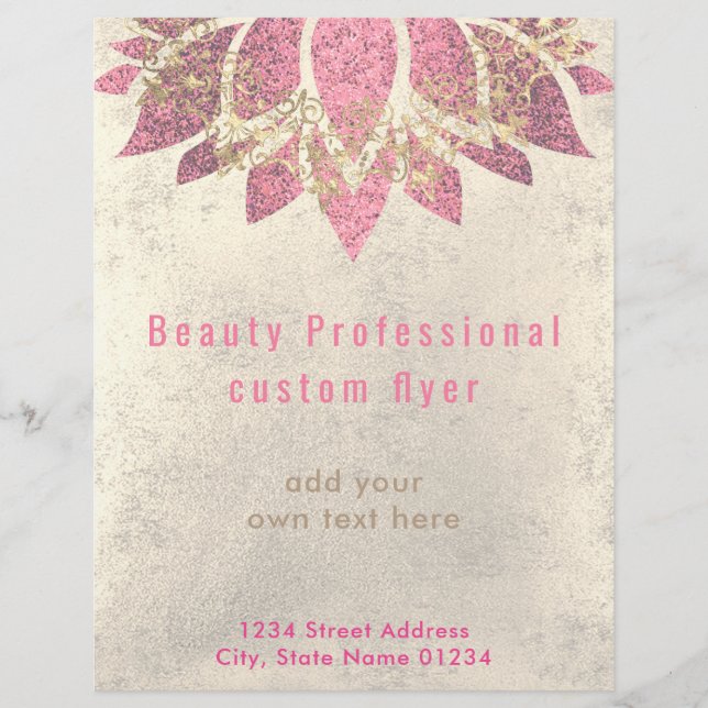 Flyer Folha de ouro e esfola de lótus rosa-quente (Frente)