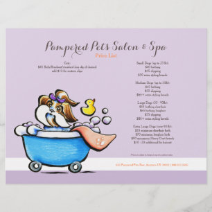Flyer Folha de preço roxa móvel de Shih Tzu do Groomer