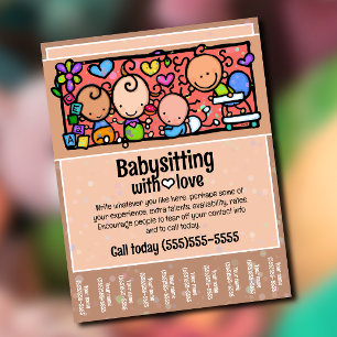 Flyer Folha de Promocionais de Babysitting Child Care