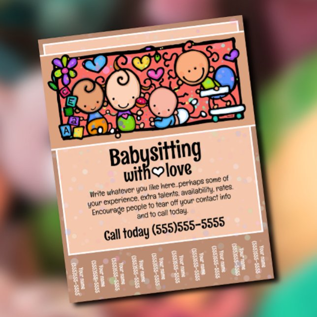 Flyer Folha de Promocionais de Babysitting Child Care (Criador carregado)