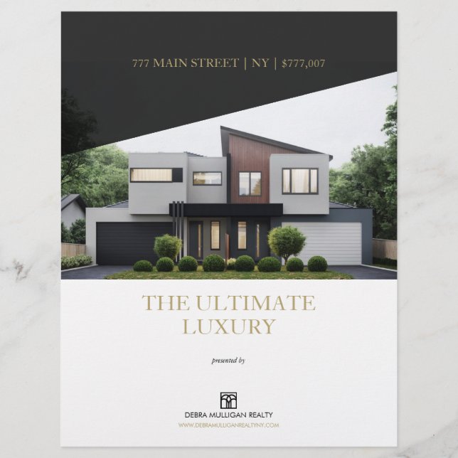 Flyer Folha de Recursos Imóveis Folha Personalizada Eleg (Frente)