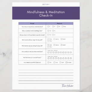 Flyer Folha de Verificação Diária de Mindfulness e Medit