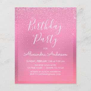 Flyer Folha Rosa De Orçamento Glitter Menino Qualquer I