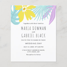 Flyer Folhas botânicas tropicais Convite para o casament