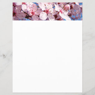 Flyer Folhas de primavera papel Árvore rosa Brilhos Azul