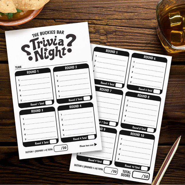 Flyer Folhas de respostas de jogos de trivia 50 pergunta (Criador carregado)