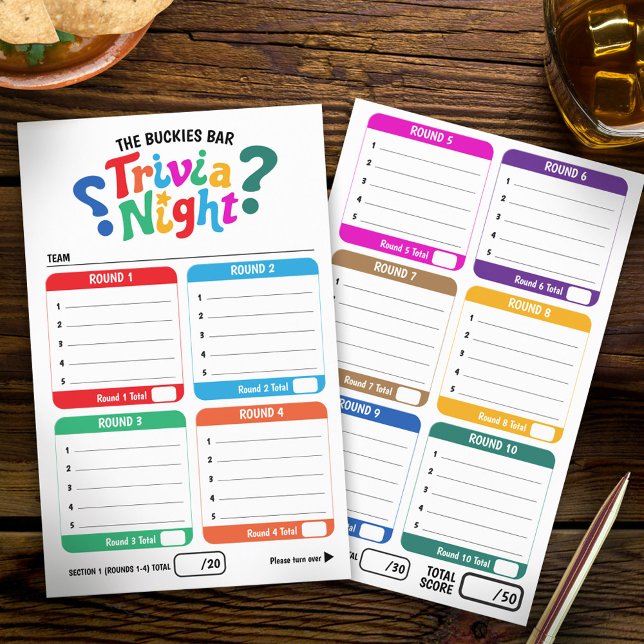 Flyer Folhas de respostas de jogos de trivia com 50 perg (Criador carregado)