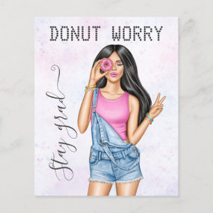 Flyer Formatura da Menina do Donut Rosa e Azul Retro