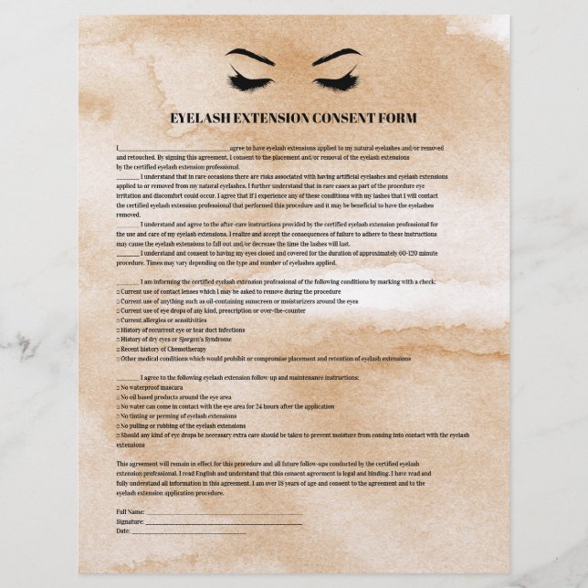 Flyer FORMULÁRIO DE CONSULTA DE EXTENSÃO EYELASH DO Café (Frente)