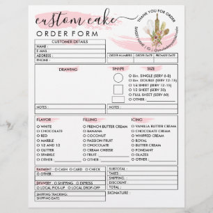 Flyer Formulário de Encomenda de Bolo da Padaria Rustic