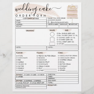 Flyer Formulário de Encomenda de Bolo de Casamento e Ani