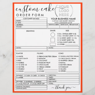 Flyer Formulário de Encomenda de Bolo de Padaria Simples