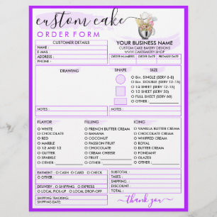 Flyer Formulário de Encomenda de Bolo de Padaria Simples