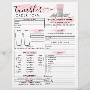 Flyer Formulário de Encomenda de Caneca Tumbler com Pinc