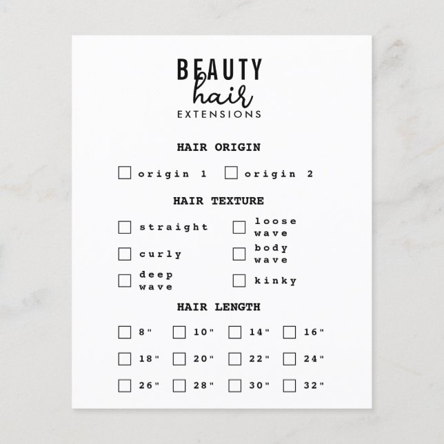 Flyer Formulário de Encomenda de Perucas e Extensões de  (Verso)