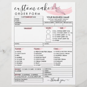 Flyer Formulário de Pedido de Bolo da Padaria Rosa
