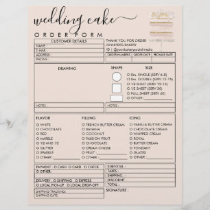 Flyer Formulário de Pedido de Bolo de Padaria de Anivers