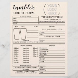 Flyer Formulário de pedido de Taça de Caneca Beiger Tumb