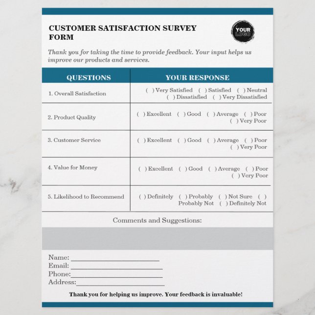 Flyer Formulário Personalizado de Pesquisa de Satisfação (Frente)
