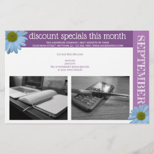 Flyer Foto 2 assimétrica da lavanda roxa da margarida 1