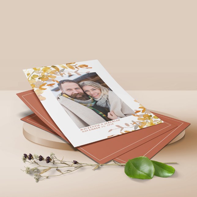 Flyer Foto botânica de outono do ORÇAMENTO Salvar a Data (Criador carregado)