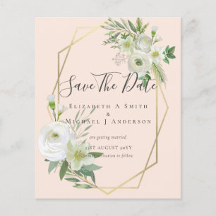Flyer Foto CHEAP Salvar Datas White Floral Folha Verde F