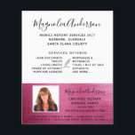 Flyer Foto cor-de-rosa do Serviço de Notícias Móvel<br><div class="desc">Anuncie os seus serviços de notário móvel com este folheto elegante.</div>