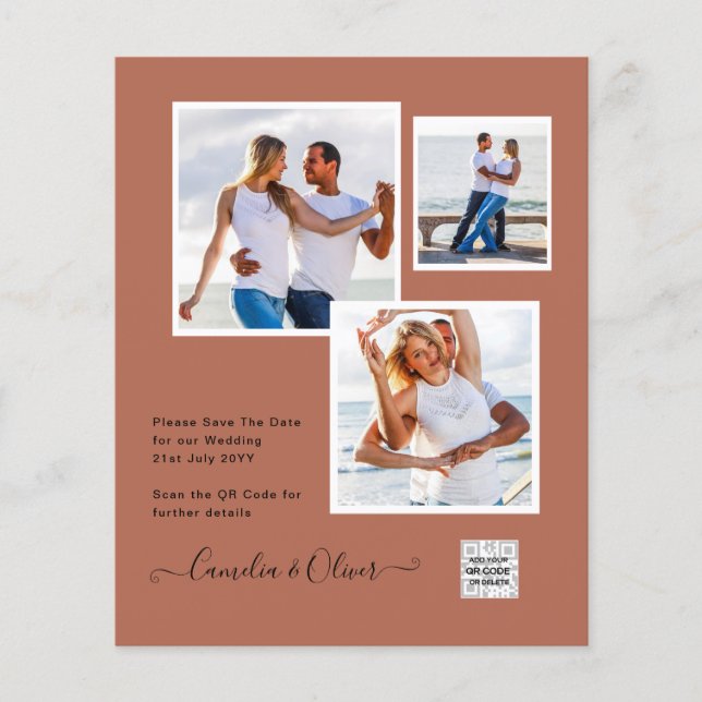 Flyer Foto de BUDGET Casamento Convite Salvar Data QR Có (Frente)