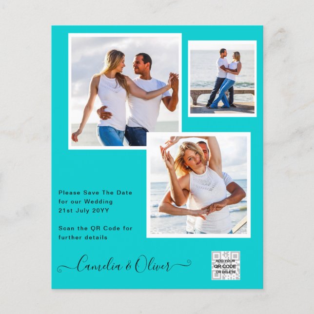 Flyer Foto de BUDGET Casamento Convite Salvar Data QR Có (Frente)