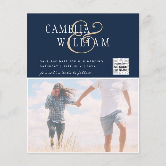 Flyer Foto de BUDGET Casamento Convite Salvar Data QR Có (Frente)
