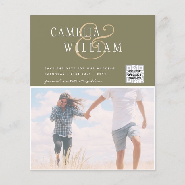 Flyer Foto de BUDGET Casamento Convite Salvar Data QR Có (Frente)