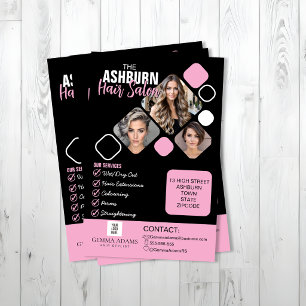 Flyer Foto de Cabeleireiro Design Personalizado em Preto