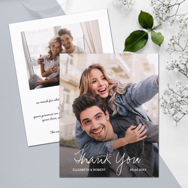 Flyer Foto De Casamento Chic Obrigado (Thank yous printed on affordable THIN 80 lb flyer paper, heavier papers available in our collection.)