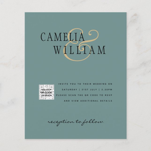 Flyer Foto de Convite QRCode RSVP Sage Green (Frente)