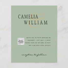 Flyer Foto de Convite QRCode RSVP Sage Green