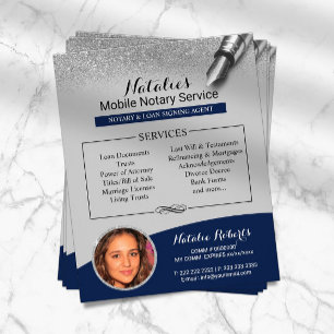 Flyer Foto de Marinho de Notário Móvel Azul e Silver G