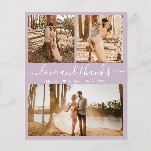 Flyer Foto de Orçamento Colagem Lilac Casamento Obrigado (Frente)