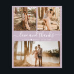 Flyer Foto de Orçamento Colagem Lilac Casamento Obrigado<br><div class="desc">Orçamento, Moderno, Elegante, Casamento com Mão (3) Colagem de Fotos Obrigado Personalizado barato com baixo orçamento. modelo de obrigado de na moda com três fotos na frente e uma foto na parte de trás. ***POR FAVOR, NOTE! *** ROLE PARA BAIXO PARA OBTER MAIS INFORMAÇÕES! *** Com o texto "Amor e...</div>